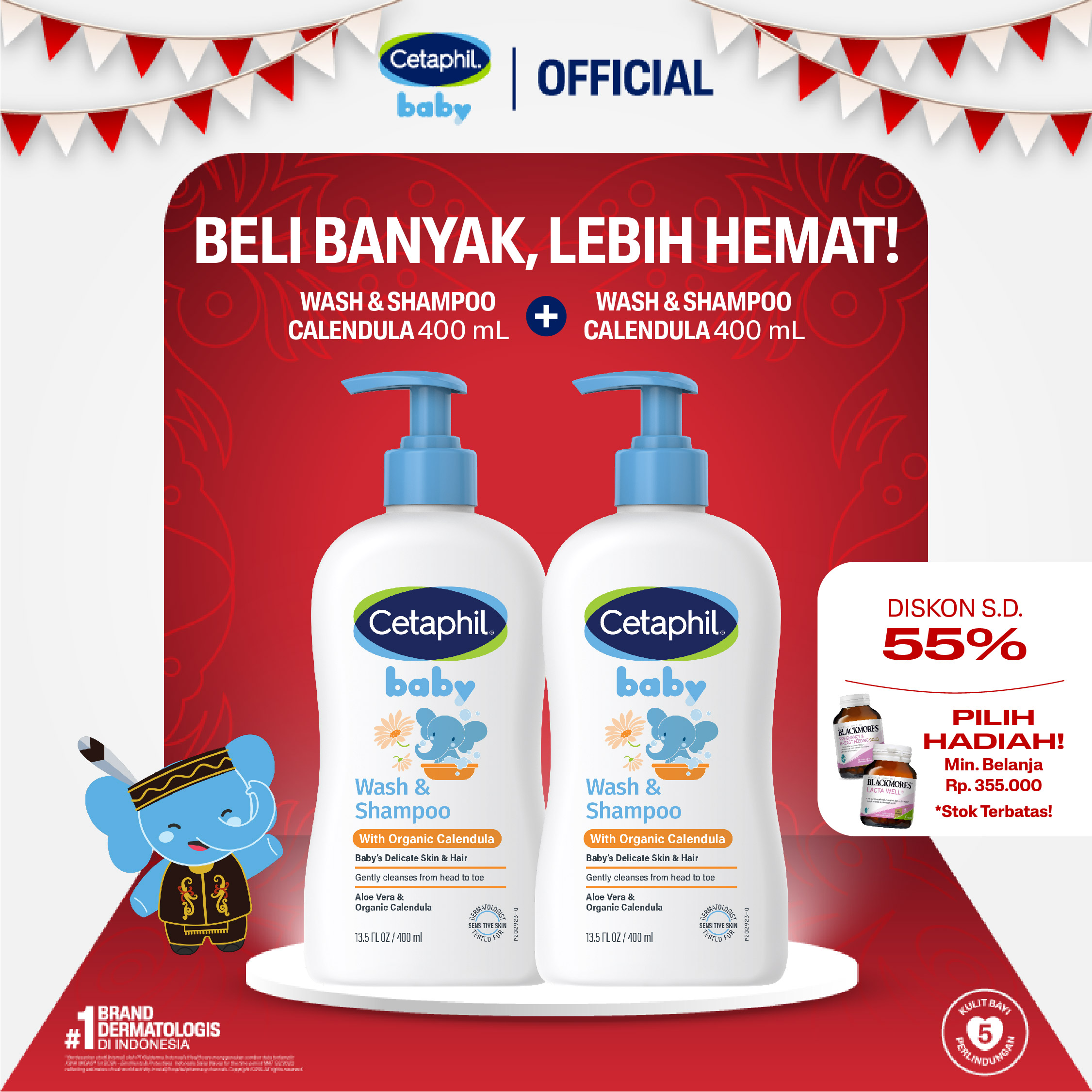 Cetaphil Baby Wash & Shampoo with Organic Calendula 400ml Twin Pack