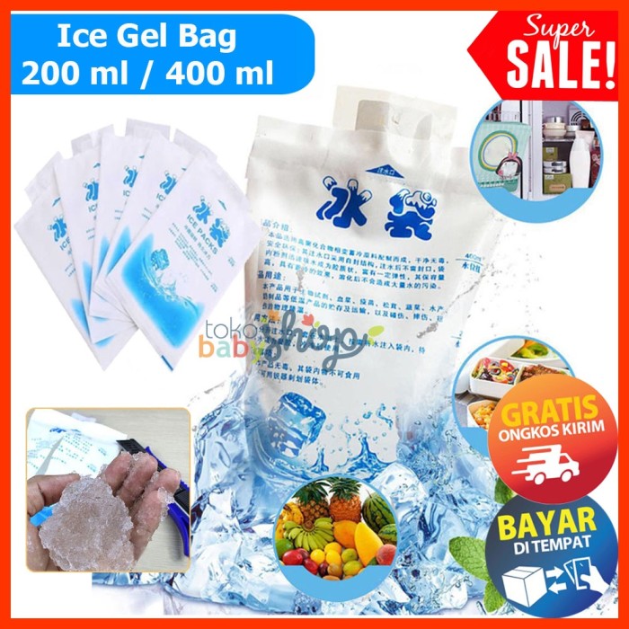 Ice Gel Bag 200 ml / 400 ml Blue Cool Jelly Cooler Bag Kantong Air Es Batu Pendingin Makanan Asi Asip COD