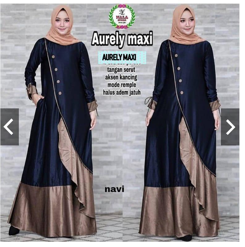 Baju Muslim Modern Gamis Aurely Maxi Dress Baloteli Trendy Modern Wanita Baju Panjang Stelan Polos Muslim Gaun Kerja Dress Pesta Syar’i Murah Terbaru Pakaian Modis Simple Syari Casual Elegant 2019
