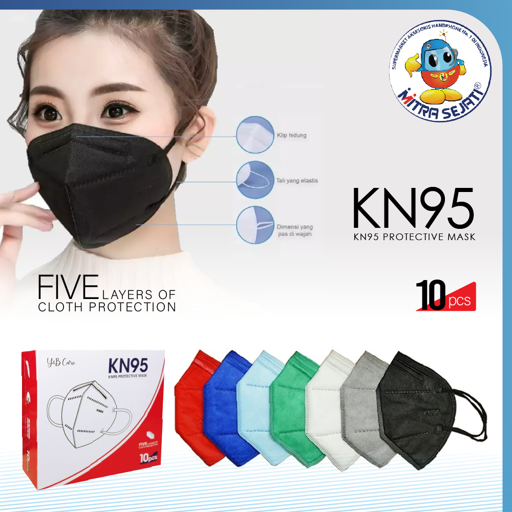 Masker KN95 5ply Disposable Masker Kesehatan 1 Box isi 10pcs -1MASKN95W10