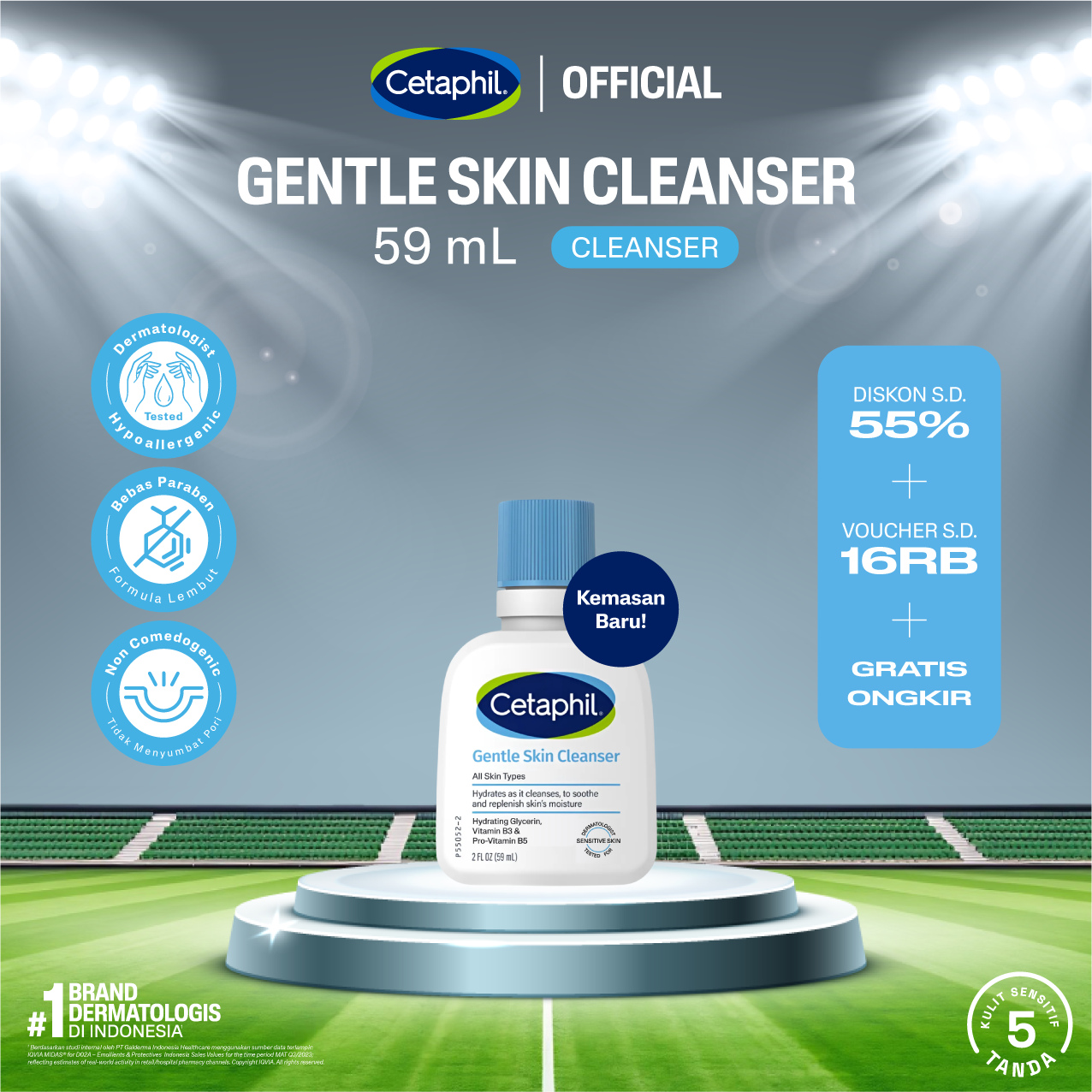 Cetaphil Gentle Skin Cleanser 59ml dengan Niacinamide Glycerin dan Panthenol Sabun Pembersih Muka...