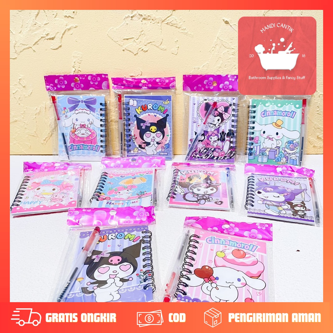 BUKU BINDER MINI UKURAN A7 SANRIO DAPAT 1 PULPEN BK-1211 TERMURAH TERJANGKAU LUCU IMUT CINAMOROLL MELODY KUROMI