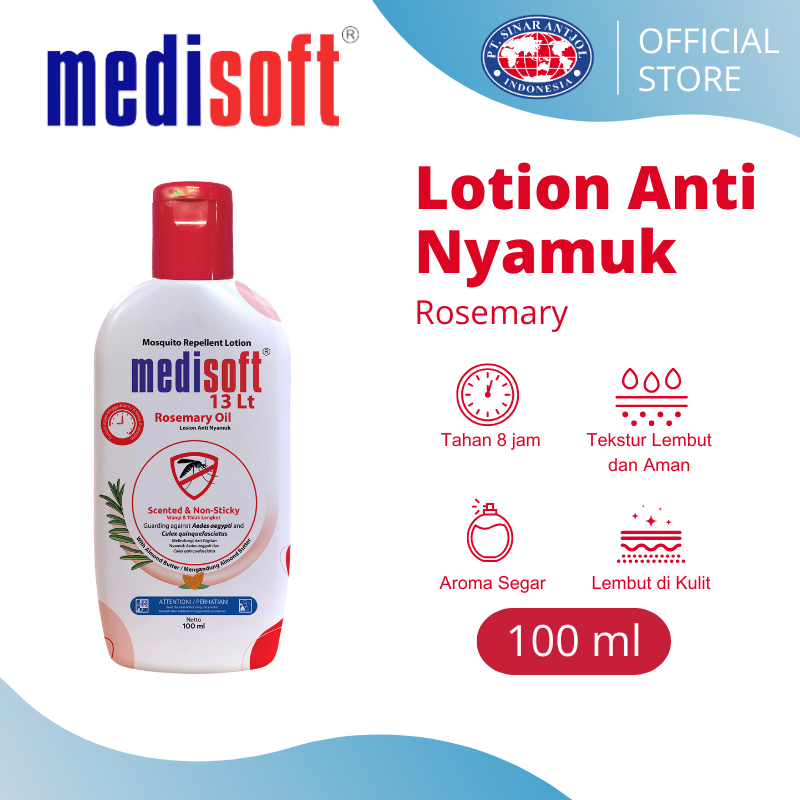 Medisoft Mosquitto Repelent 100ml ROSEMARY Oil - Lotion Anti Nyamuk MERAH
