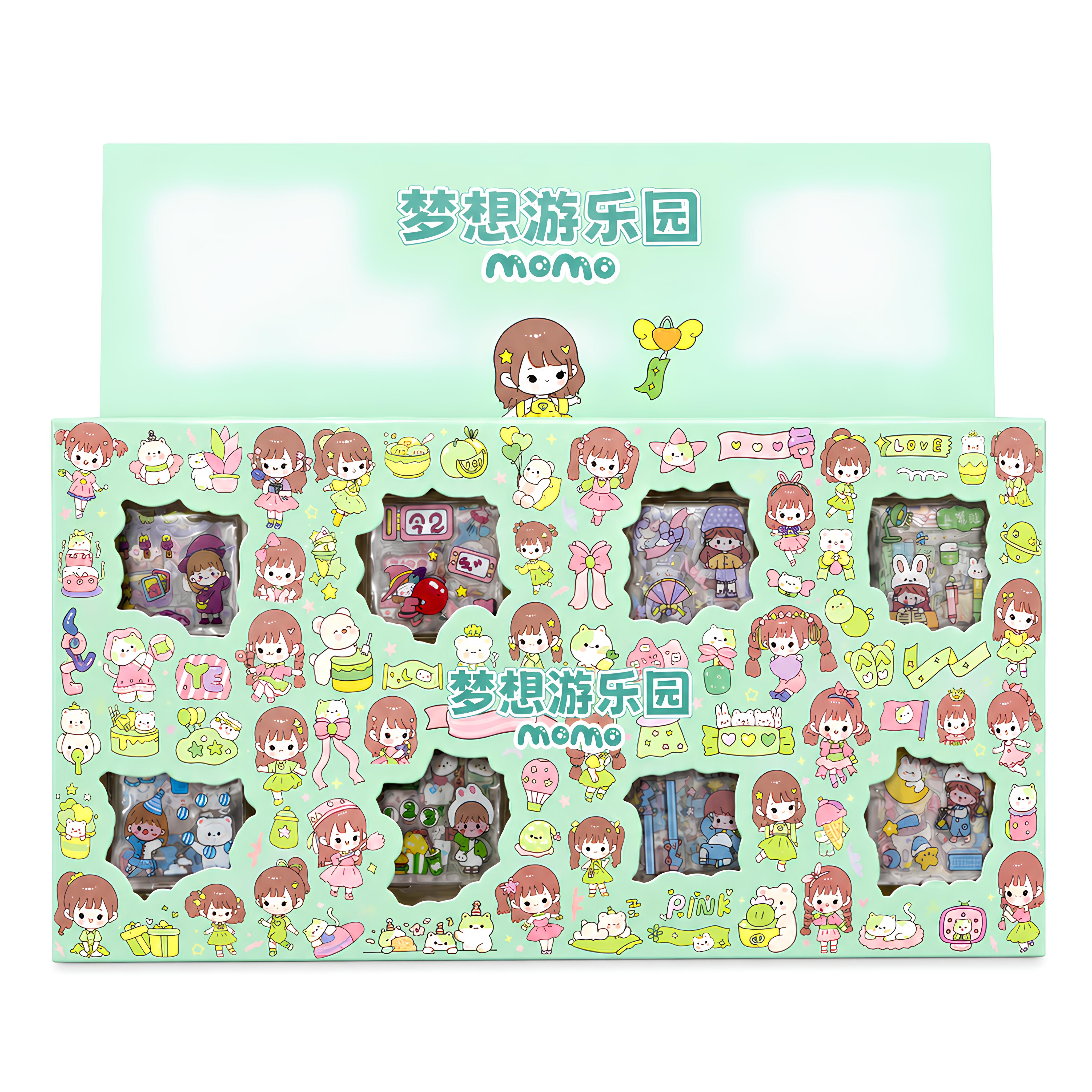 [COD] 1 BOX Stiker Aesthetic 2D Anti Air Bahan PET Sudah Cutting No Repeat |Stiker Botol Hp Stiker Karakter Kartun Lucu Stationery