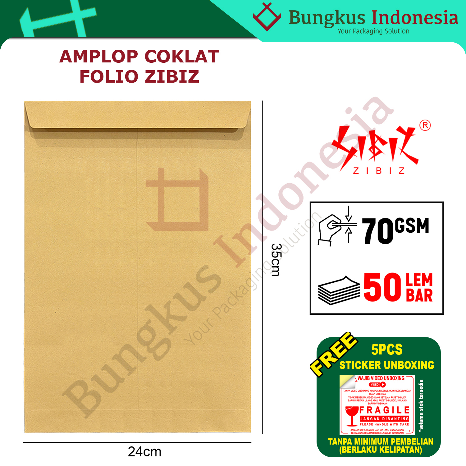 Amplop Coklat Folio 24x35cm