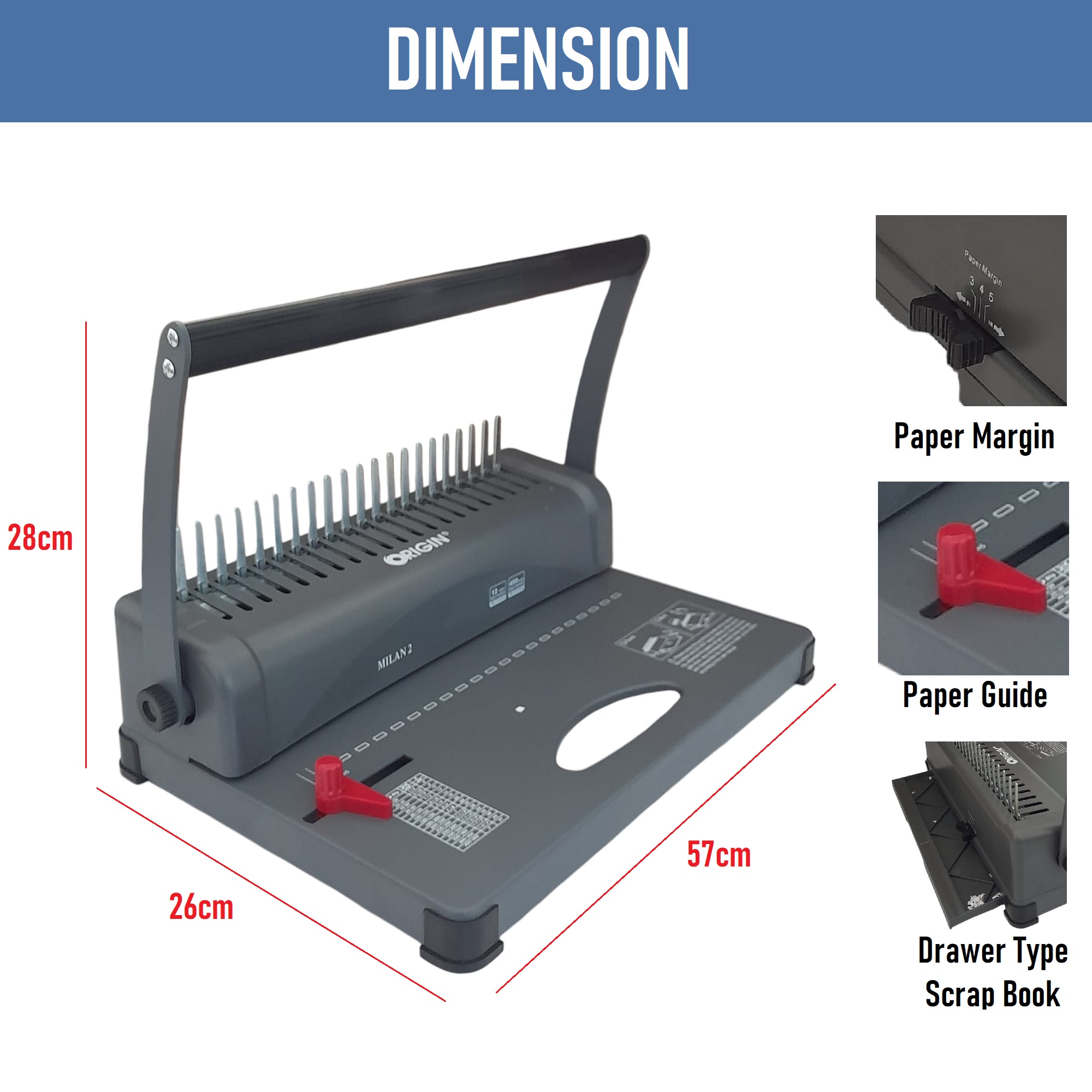 Mesin Jilid Spiral Plastik MILAN 3IN1 A4 / Jilid Spiral / Alat Jilid / Binding Machine / Mesin Binding Spiral Plastik MILAN 2 3:1 Origin