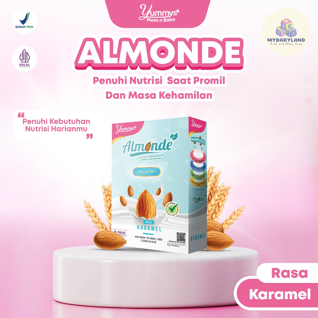 ALMONDE PREMIUM ALMOND Susu Almond Milk Yummys | Asi Booster | Untuk Program Hamil Hingga Usia Kehamilan 6 bulan | Kandungan Asam Folat | Almond Premium