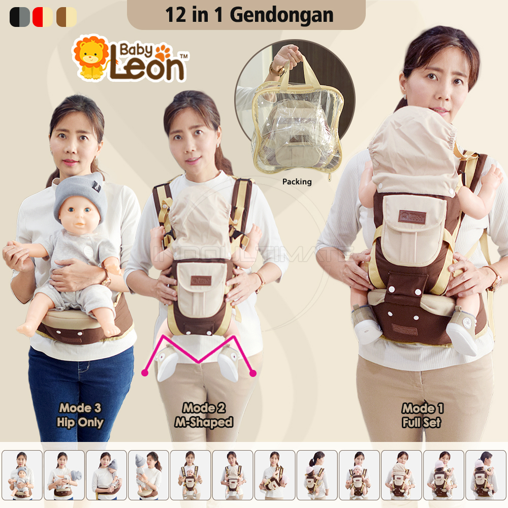 5in1 Gendongan Bayi hipseat BABY LEON IM BY-60-GB / BY-6075 / BY-6088 / GBS-101 Gendongan Anak depan