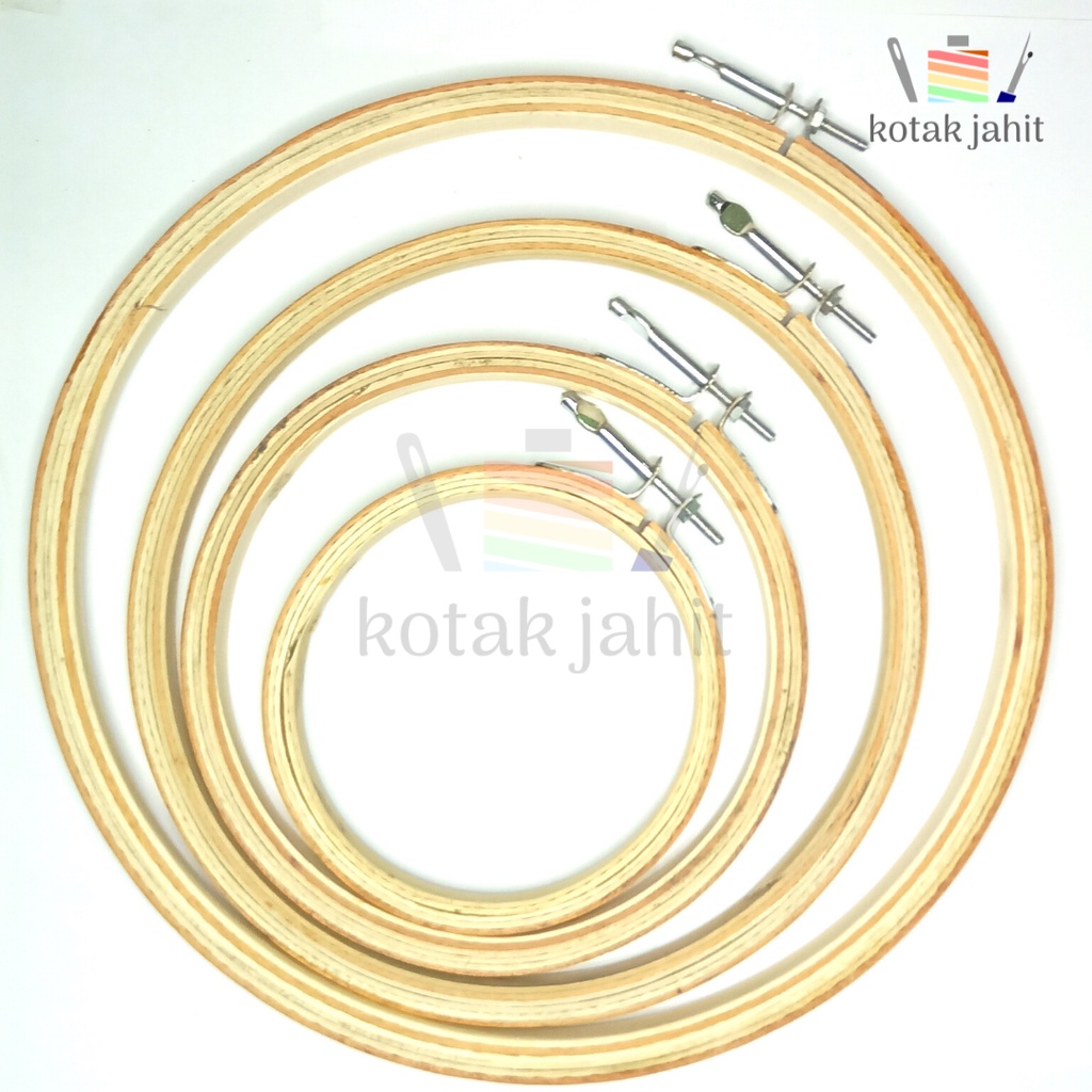 pemidangan sulam bahan kayu merk anggrek biru satuan lokal ram hoop ring midangan bidangan pembidangan menyulam strimin sulam embroidery kristik tangan warna diameter 10 15 20 25 cm