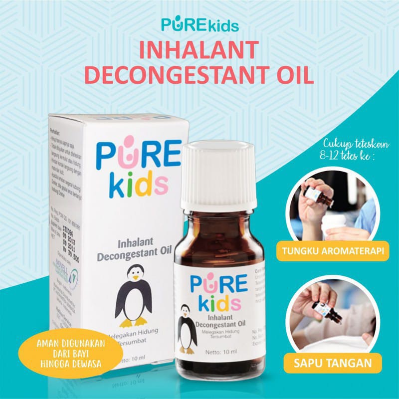 Pure Kids Inhalant Decongestant Oil 10ml / oil flu/ aroma terapi bayi / pilek