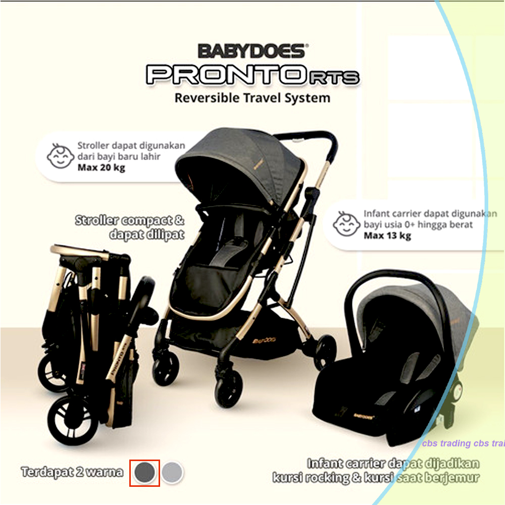Babydoes PRONTO RTS CH TR 2223 SN - EXCITEZ 2247 SN - Stroller Travel System + Baby Carrier - Kereta Dorong Bayi Lengkap dengan Baby Carrier