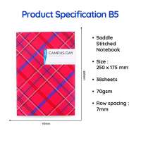 Bantex Buku Tulis Isi 10 Pcs Campus Day A5/B5 Notebook Catatan Jurnal Bergaris Cover Campus 1 Pack (10 Pcs)