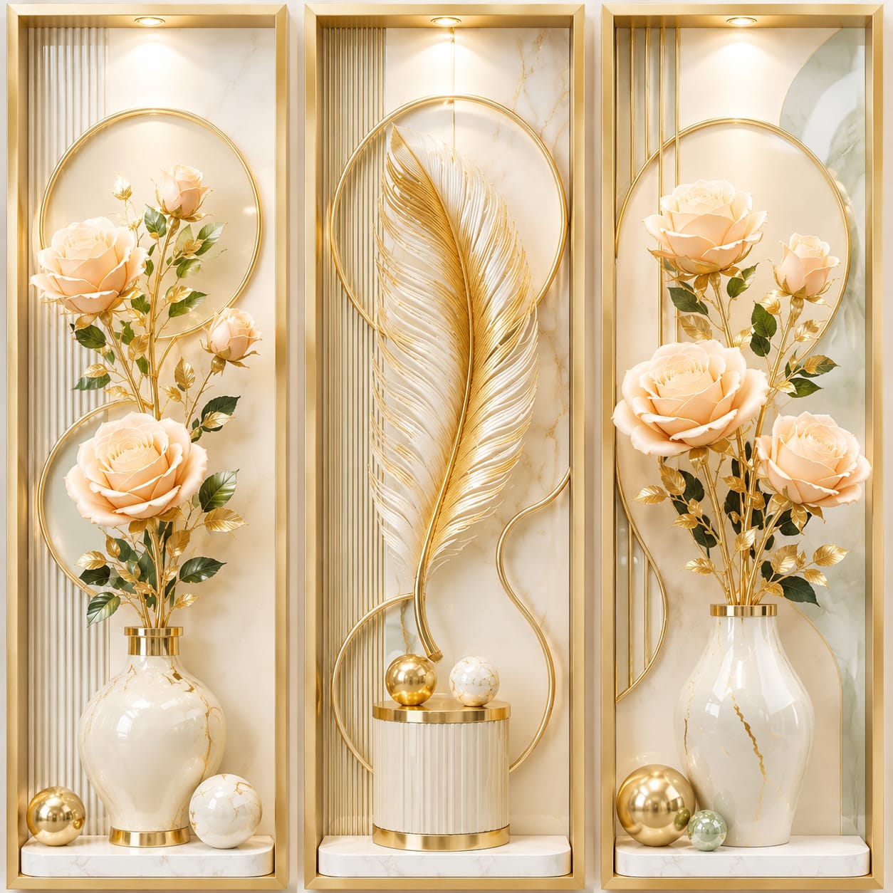 1 HARI KIRIM 3 PCS 1 SET HIASAN DINDING ESTETIK GAMBAR BUNGA WALLDECOR BINGKAI MDF 10X28CM