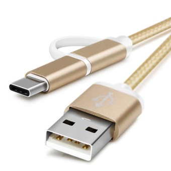 2 in 1 Nylon Braided Charging Cable Type C and Micro USB Data Sync2.4A