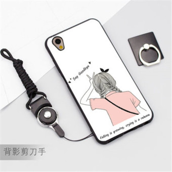 Silica Gel Soft Phone Case for OPPO A37 with a Rope and a Ring (Multicolor