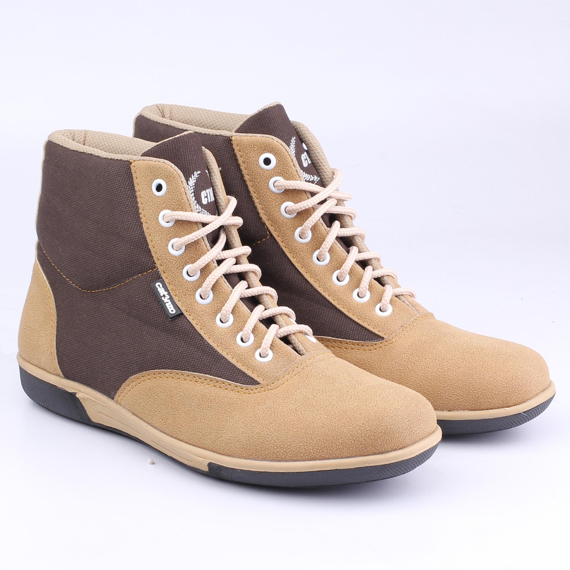 Catenzo Jual Sepatu Boots Casual Wanita Ye 090 Bahan Synthetic Warna Catenzo High Cut Sneakers Pria Casual Cokelat