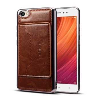 Pencari Harga Dibase Xiaomi Redmi Note 5A Electroplating TPU Tekstur Kulit Pelindung Kulit Case dengan Pemegang