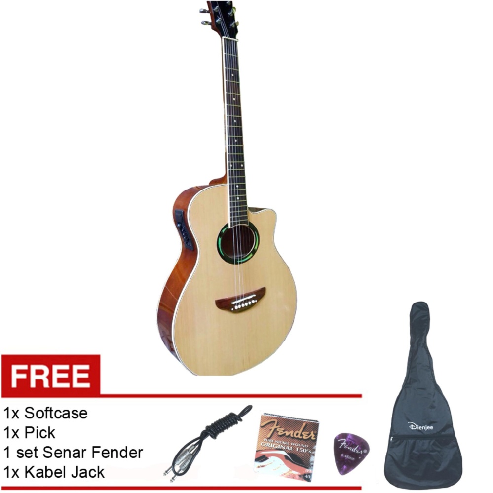 Gitar Akustik Elektrik APX Handmade + Softcase + 1 Pick + 1 Set Senar Fender +