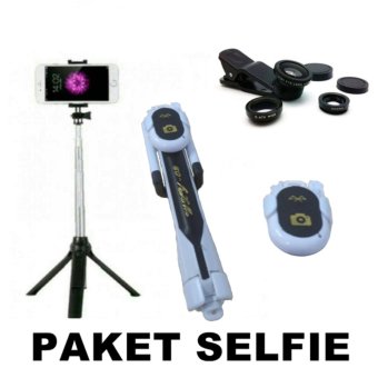 Gshop Stick Selfie Monopod And Tripod + Bluetooth Camera Shutter & Lens Clip 3in1