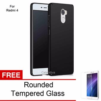Calandiva 360 Degree Protection Case for Xiaomi Redmi 4 - Black + Rounded Tempered Glass