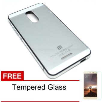 Casing Handphone Aluminium Hardcase for Xiaomi Redmi Note 3 - White Silver + Free Tempered Glass