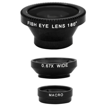 3 in 1 Magnet Detachable 0.67x Wide Angle + 180 Degree Fish Eye + Macro