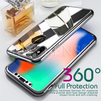 ROYBENS Hybrid 360? Shockproof Slim Mirror Case Tempered Glass Cover For Apple iPhone X 10