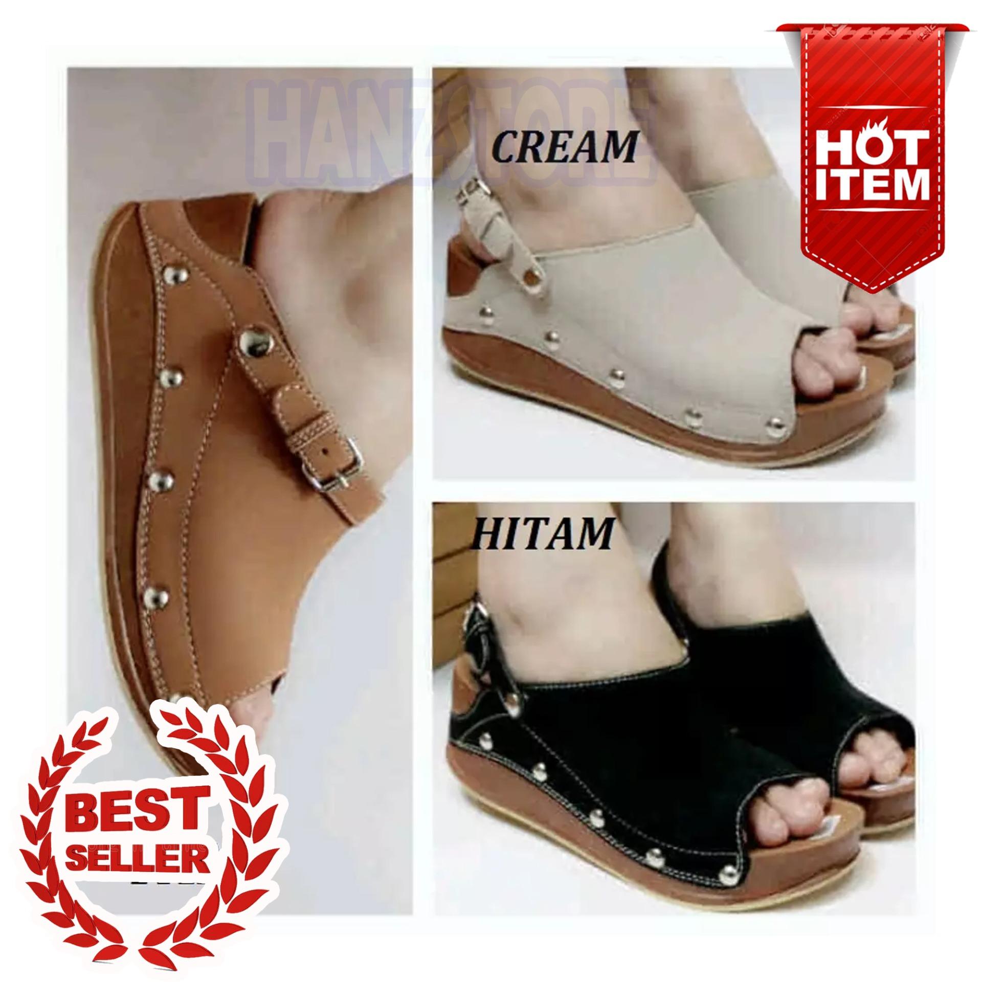 Sandal sepatu wedges wadges slop wanita ter populer