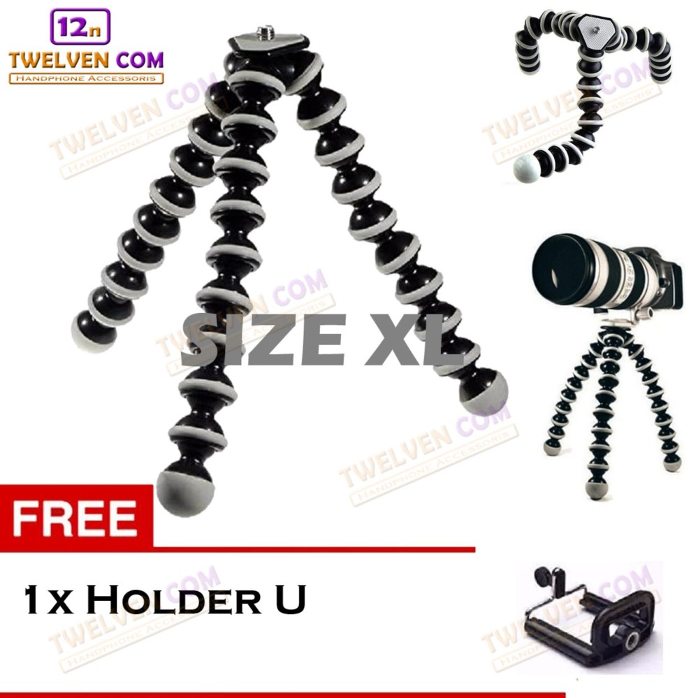 Twelven XL SIZE Tripod Gorilla Flexible Tripod With Holder U - Bisa Untuk DSLR twelven xl size tripod gorilla flexible tripod with holder u – bisa untuk dslr