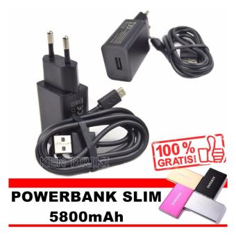 Xiaomi Travel Charger 2A Micro USB Original + GRATIS Powerbank Slim 5800mAh
