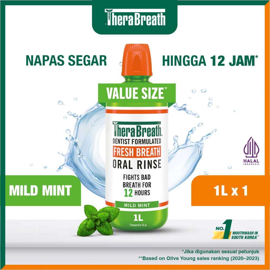 TheraBreath Dentist Formulated Fresh Breath Oral Rinse - Mild Mint 1L