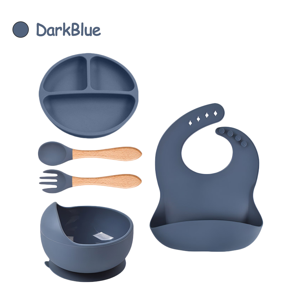 LAKOE 5 In 1 Peralatan Makan Bayi Silicone/Hampers Newborn Baby Feeding Set Silicone Alat Makan Mpasi Bayi