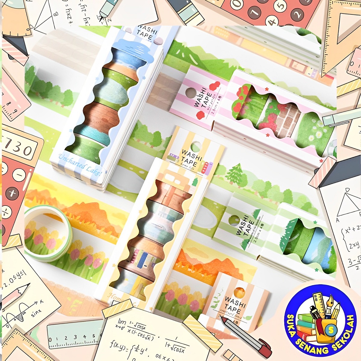 4 Pcs Washi Tape DIY Motif Pemandangan AT0119