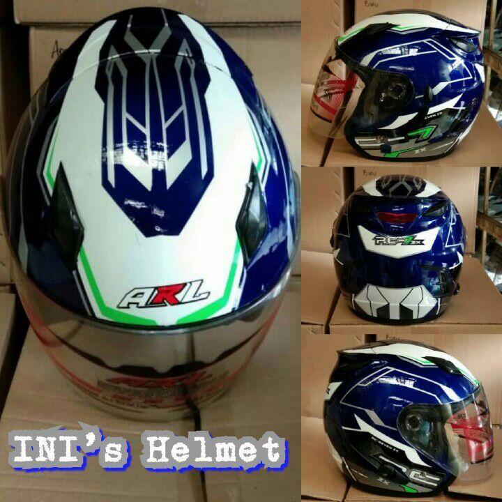 ... PROMO 1212 Helm Half Face Double Visor - Race 19 Motif - SNI - Ada Slot
