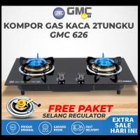 Gmc 626 Kompor Gas 2 Tungku Tanam /Meja Kaca Tempered Glass-Hitam