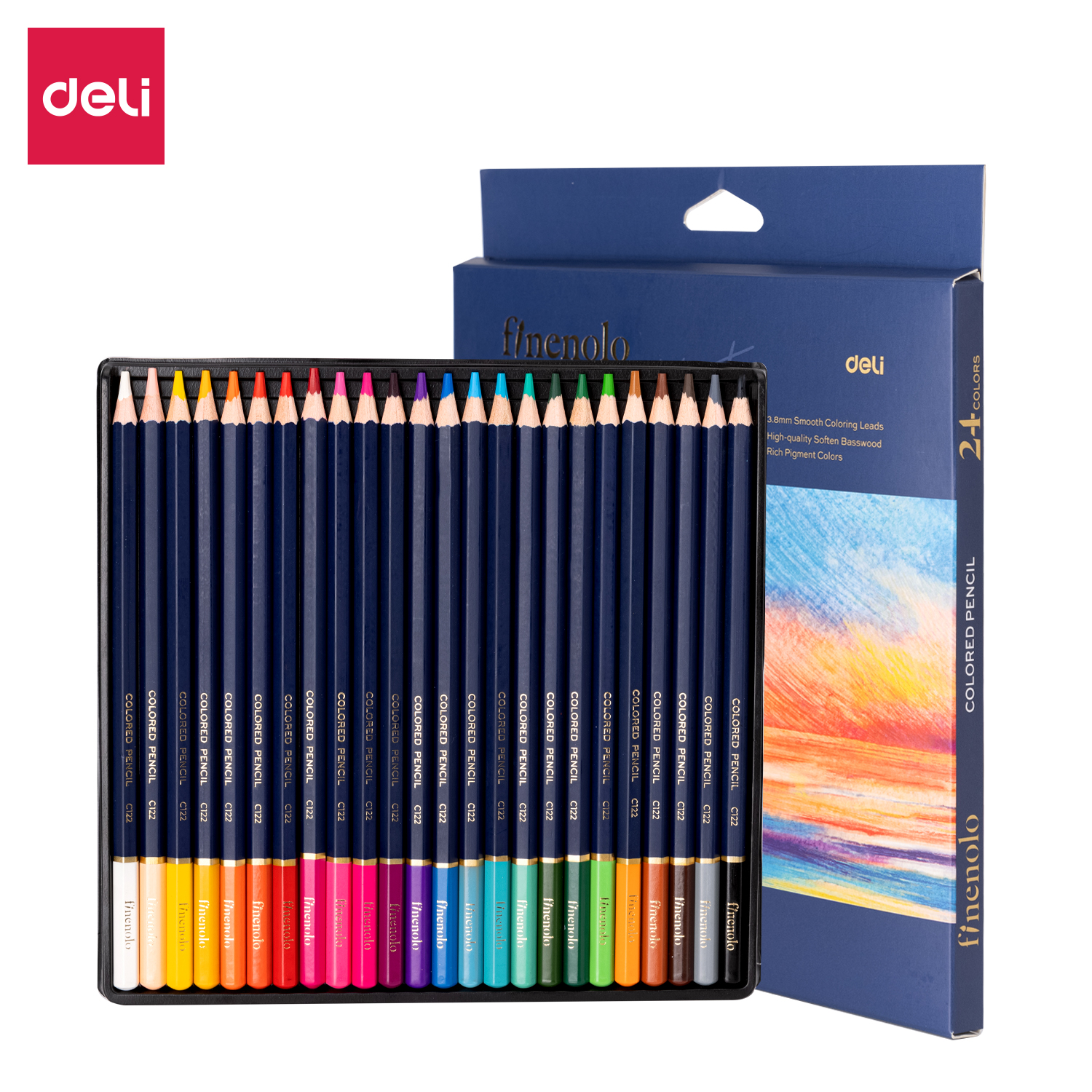 Deli Finenolo Pensil Warna Premium / Colored Pencil 3.8mm Lead Warna Sangat Terang EC131