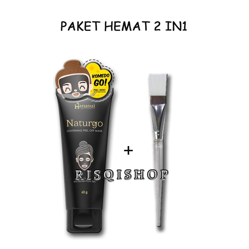 ( GRATIS KUAS ) MASKER WAJAH -Masker Komedo /Masker Hanasui Naturgo Lightening Peel Of Mask Black...