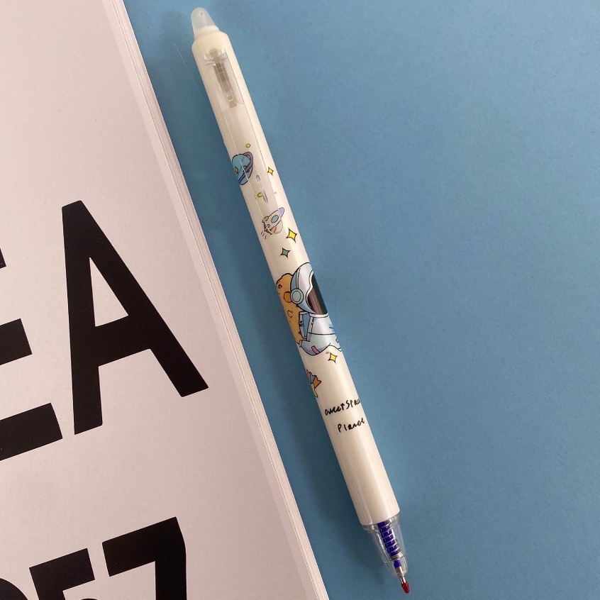Pena Gel Karakter Astronot Dapat Dihapus Pulpen Karakter 0.5mm Pena Aesthetic Edition Karakter Kartun Astronot Perlengkapan Sekolah Erasable Gel Pen PST