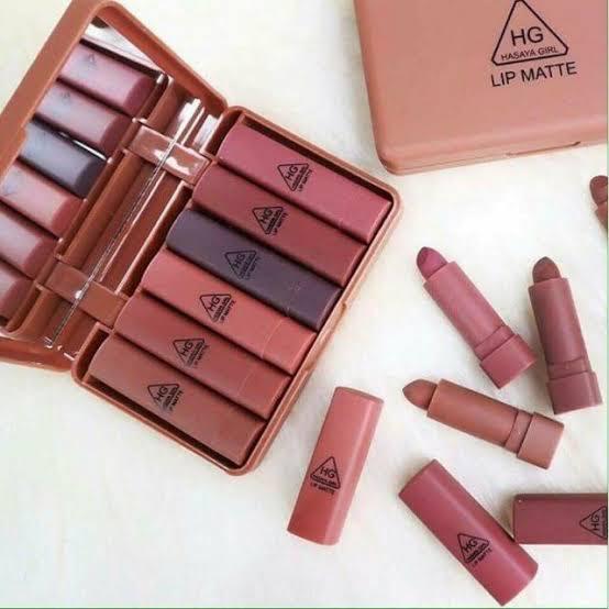 [6PCS] Lipstick Hasaya Girl Mini Nude Series (1set+kaca) / Lipstick Batang / Grosir Kosmetik / St...
