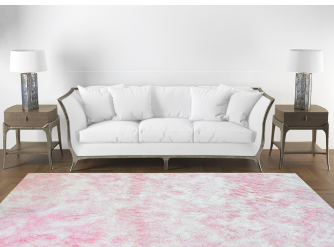 Karpet Bulu Rasfur Corak Pink Putih Karpet Alas Duduk Korea Bulu Halus Dekorasi Ruangan