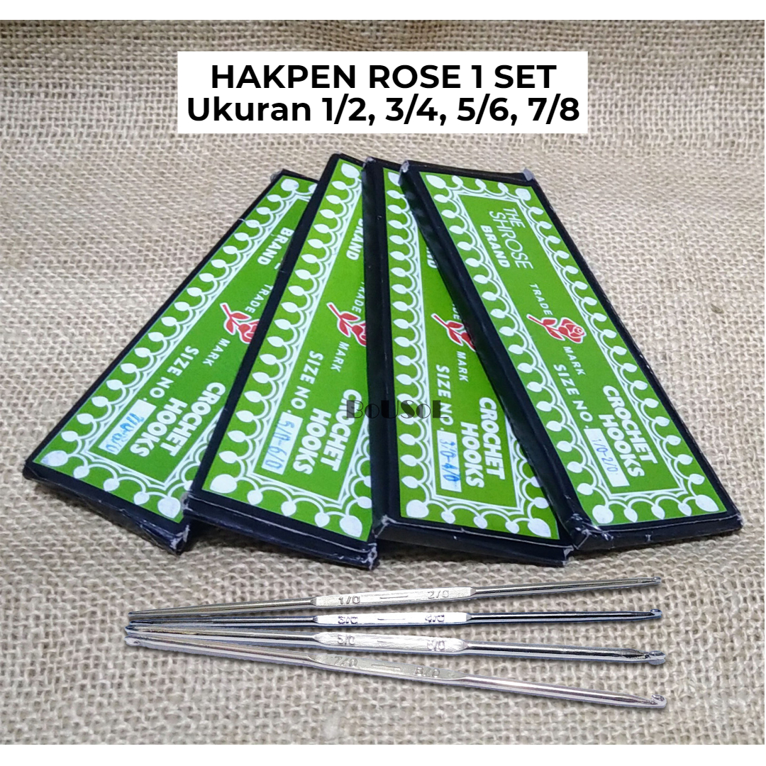 1set (4 Ukuran) Hakpen Rose Rajut Handmade