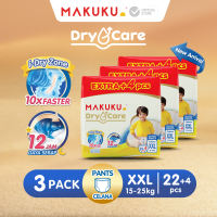 [3 PACK] Makuku Diapers Dry Care 3.0  Popok Bayi Celana/PantsRegular Pack S38 / M30+6 / L28+6 /XL24+4 / XXL22+4