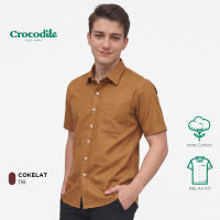 Crocodile IBIS Cokelat | Men Shirt Kemeja Lengan Pendek | Relax Fit | Katun