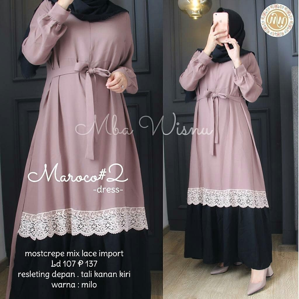 Baju Muslim Modern MAROCO DRESS BL Bahan MOSSCRAPE GAMIS TERBARU 2020 Modern Remaja Gamis Wanita Murah Gamis Wanita Jumbo