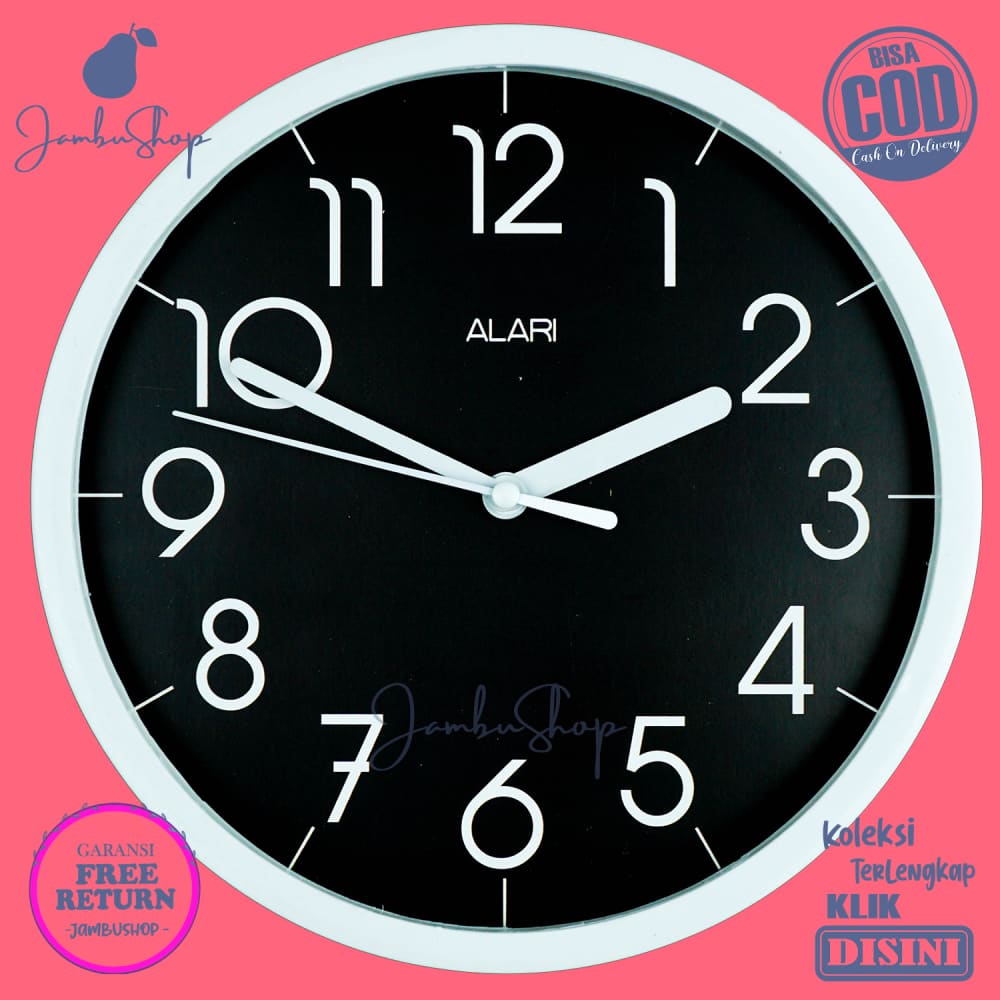Jam Dinding Analog Minimalis Abu-Abu Alari 1112 Hiasan Dinding BestSeller Besar