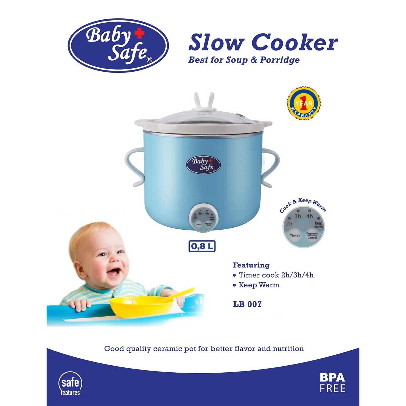Baby Safe LB007 Slow Cooker 08 L - Alat Masak MPASI Bayi - Alat Memasak Makanan Bayi