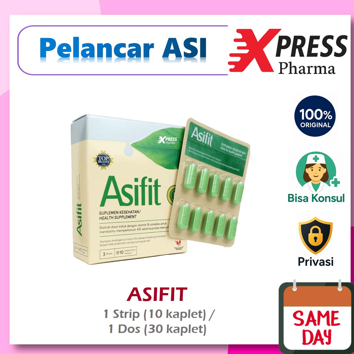 XPRESS ! Asifit Pelancar Asi asi Strip isi 6 / dus isi 30 kapsul Dos Box