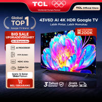 TCL AI 4K Google TV 43 inch V6D - MEMC - HDR 10 - HVA Panel - Dolby Audio - Google Play/Netflix/Youtube/Disney+Hotstar - Smart Android 50 LED Digital Promo Murah (Model: 43V6D)