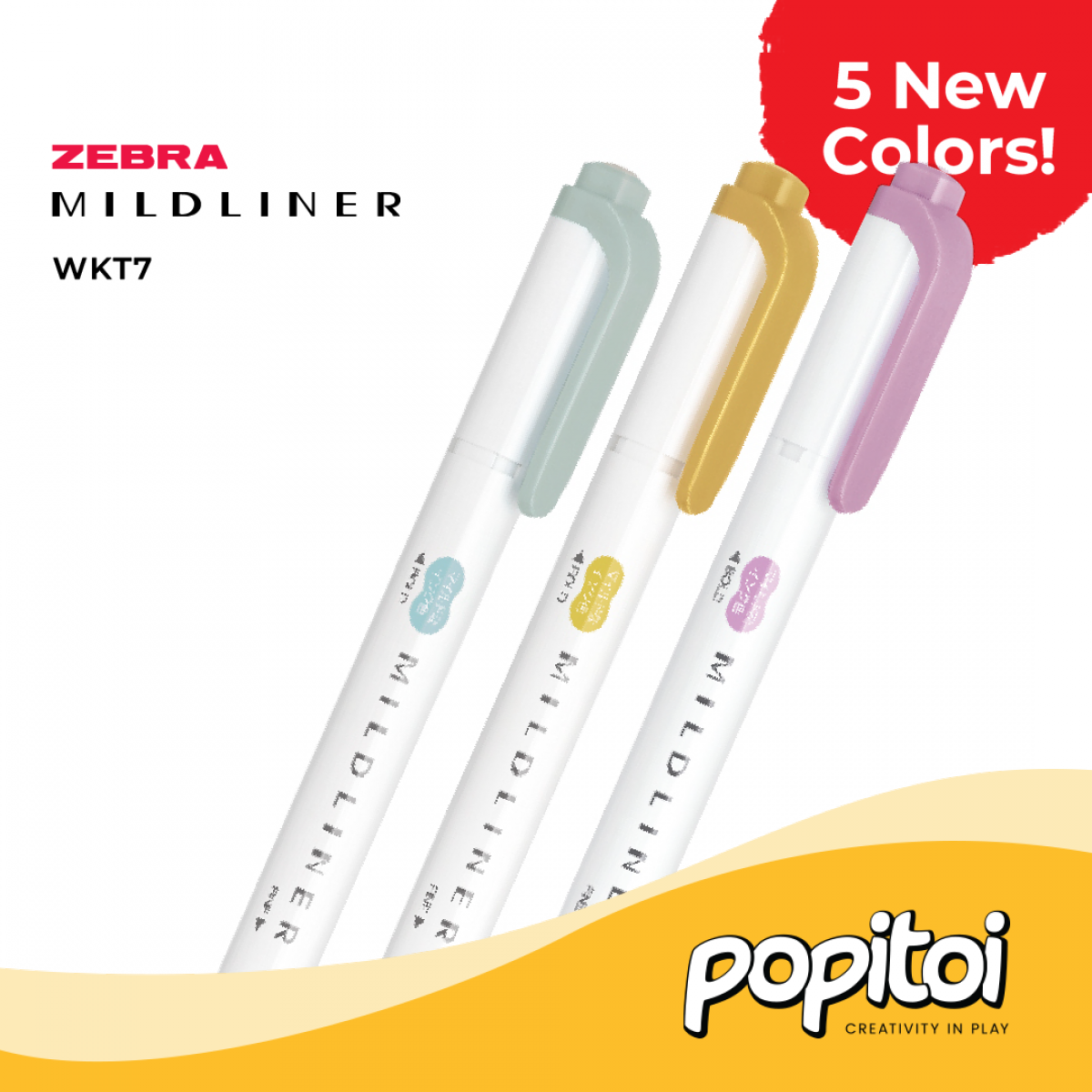 ZEBRA MILDLINER WKT7 Double-Sided Highlighter - Fine / Bold Dual Tip