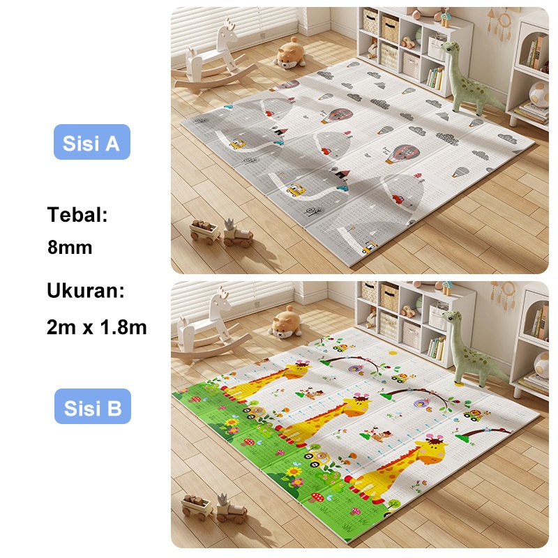 Karpet Lipat Duduk XPE 200x180cm Tebal 8mm Playmat Bayi Tebal Karpet Outdoor Bermain Anak